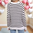 thumbnail image 6 of Women'S Cute Heart Sweater Long Sleeve Crewneck Pullover Ribbed Knit Casual Sweaters Black & White M, 6 of 8
