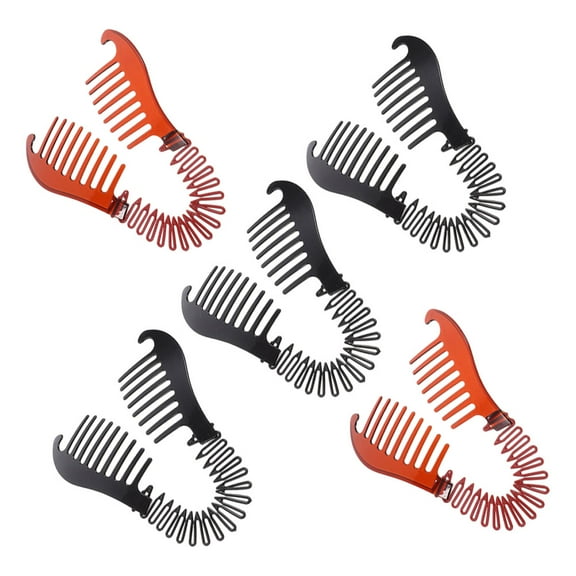 Luxshiny 5Pcs Banana Hair Clip Combs Secure Hold Flexible Plastic Clips for Ponytail Styling