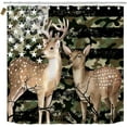 thumbnail image 2 of 4PCS Deer Shower Curtain Set, Camo Camouflage Black American Flag Moose Elk Woodland Animal Hunting Lodge Cabin Country Rustic Farmhouse Bathroom Decor Fabric Shower Curtain, Non-slip Bath Mat, 2 of 7