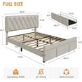 thumbnail image 2 of Full Size Upholstered Bed Frame with Storage Drawers and Wooden Slats in Beige, 2 of 6