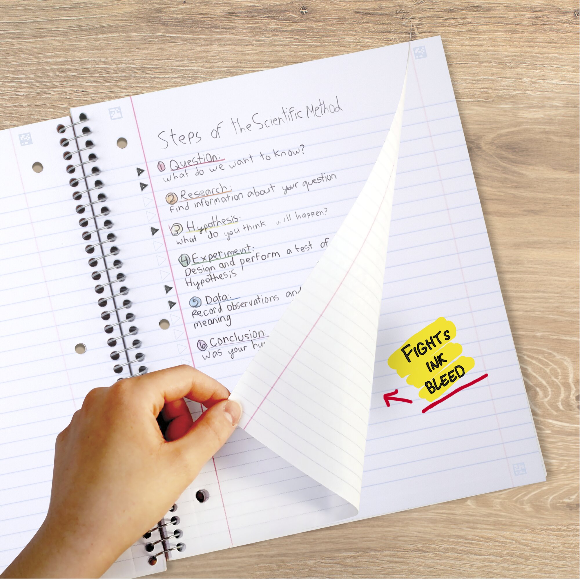Cuaderno espiral Five Star + app de estudio, 1 materia, rayado ancho, 8" x 10.5", amatista 3