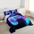 thumbnail image 3 of Homewish Video Game 3 Pieces Queen Comforter Set for Female Men Adults,Teal Purple Gradient Ultra Soft Bedding Sets,Starry Sky Bedding Comforter Set Breathable,Microfiber Bedroom Decor,Reversible, 3 of 8