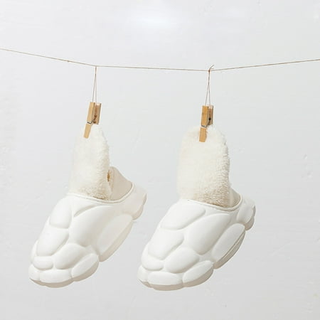 

Gubotare Slippers For Men Indoor And Outdoor Men s Fuzzy Pom Pom Feather Velvet House Slippers Sexy Cozy Bedroom Slippers for Ladies Non-slip Sole Indoor Outdoor White 9.5