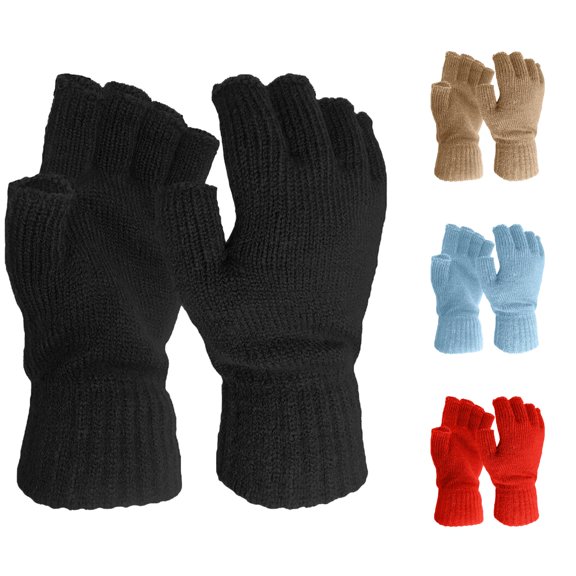 GPOECD Gloves for Men Half Finger Solid Color Warm Men and Women