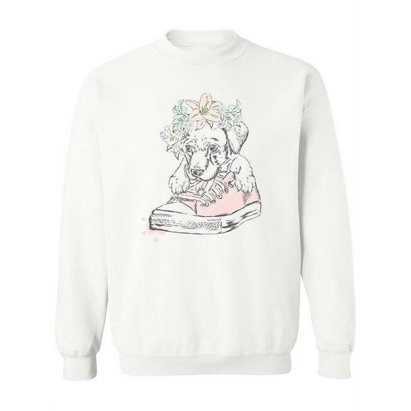 Cute Puppy Sketch Sweatshirt Women -Image by Shutterstock, Female 5X-Large