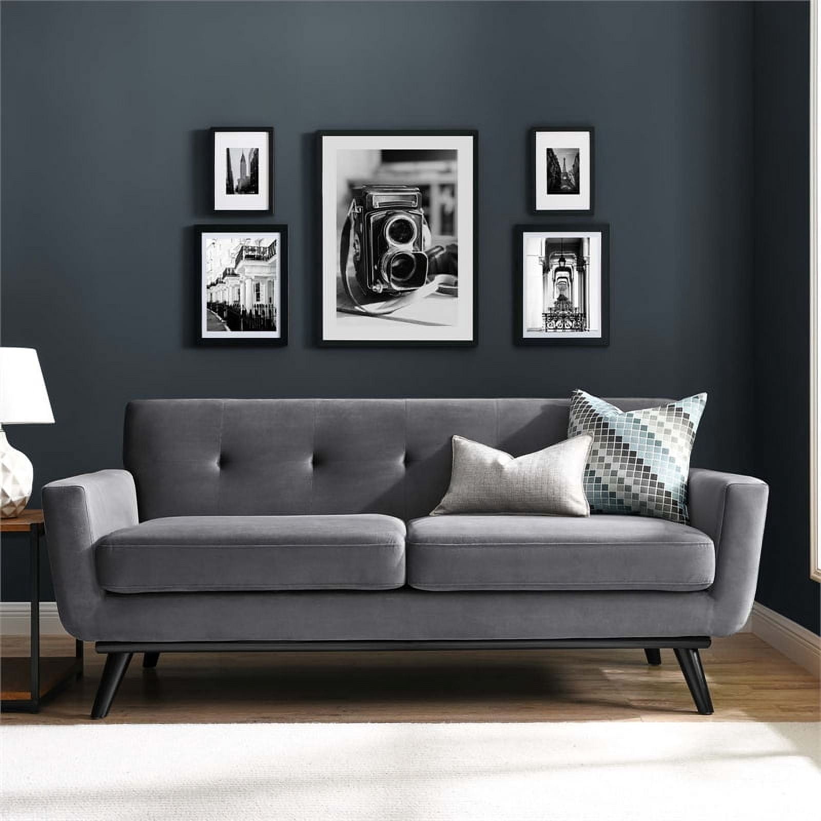 Modway Engage Modern Tufted Back Performance Velvet Loveseat in Gray