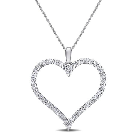 1-1/4 Carat T.W. Lab-Grown Diamond 14kt White Gold Heart Pendant