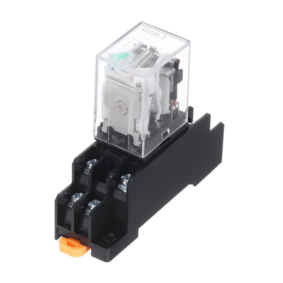 DC12V Electromagnetic Power Relay 8-Pin AC/DC DPDT 2NO 2NC Relay Coil with Socket Base with LED Indicator