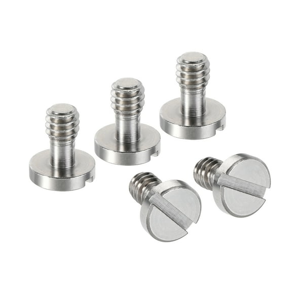 Uxcell 1/4" Mounting Screw Adapter Slotted 0.24" Alloy Steel Nickel Plated Silver Tone 5Pack