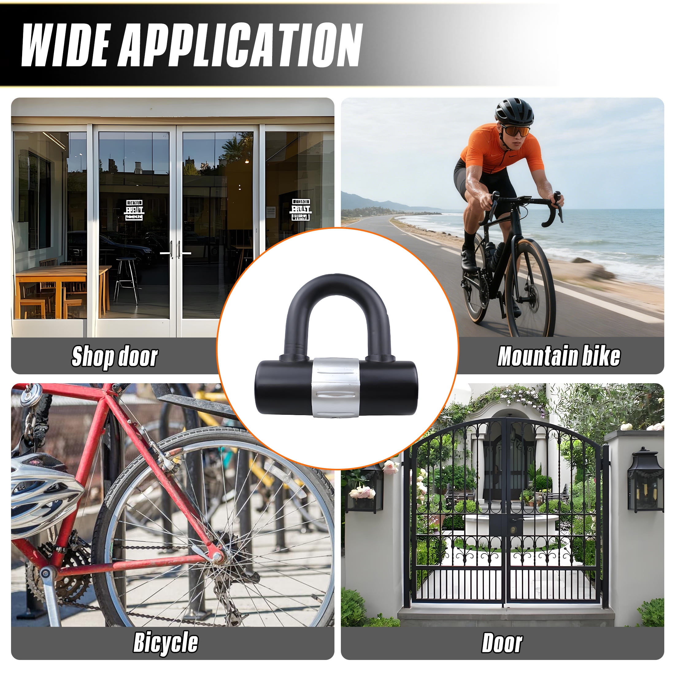ZHZFKQ Bike Lock，Waterproof Theft-Proof Portable U Lock with Key，Bike U Lock for Electric Vehicles