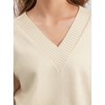 thumbnail image 6 of Women'S V Neck 2 Piece Sweater Set Pullover Casual High-Waisted Knit Set Sweatsuits Apricot One size, 6 of 9