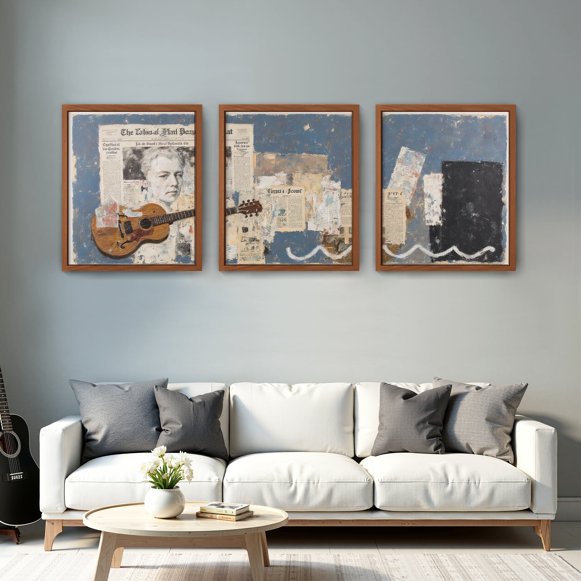 MAYEERTY Modern Abstract Wall Art Painting, Living Room Decor, Brown MDF Frame, 7.87"x9.84"