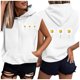 thumbnail image 4 of Sombrero Superior para las Mujeres Manga Corta Delantera Y Trasera Impresa Cuerda de Bolsillo con Capucha Sudadera Superior, Desgaste Casual Toda la Temporada, 4 of 5