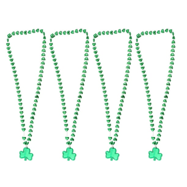 Collar con 4 cuentas de trébol para el Día de San Patricio para amigos y familiares (trébol verde + trébol pequeño)