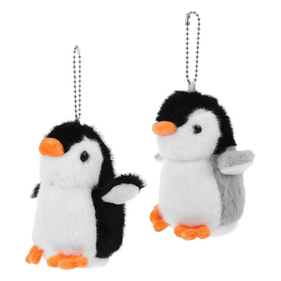 Pretyzoom 2Pcs Plush Penguin Keychain Cute Bag Charm Soft Animal Pendant Accessory in Assorted Colors