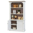 thumbnail image 4 of Bowery Hill Rustic Wood Bookcase With Doors Storage Cabinet in White, 4 of 6