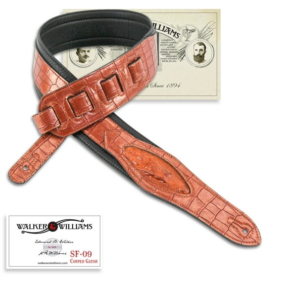 Walker & Williams SF-09 Metallic Copper Alligator Pattern Strap with Gator Head