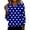 Blue, variant on HomeDM 3/4 Sleeve Shirts for Women, Collared V Neck Dressy Pullover Tops Causal Loose Fit Work Blouses, Star Print - Red/L