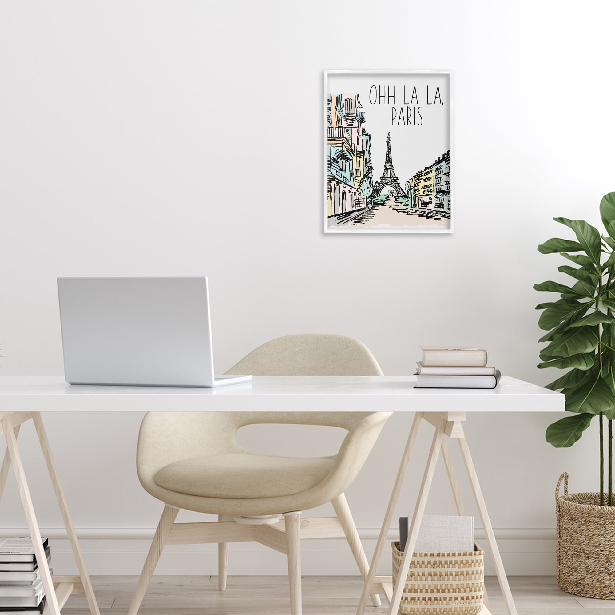 Stupell Industries Ohh La La Paris White Framed Giclee Art, design by Elizabeth Medley