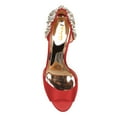 thumbnail image 3 of XYD Women Bejeweled Heel Open Toe D'Orsay Stiletto Heels Satin Pumps Sparkling Crystal Bridal Wedding Shoes Size 5 Red, 3 of 4
