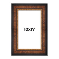 10x17 Frame Brown Walnut Gold Ornate Trim Solid Wood Plein Air Picture Frame | 3 Inch Moulding