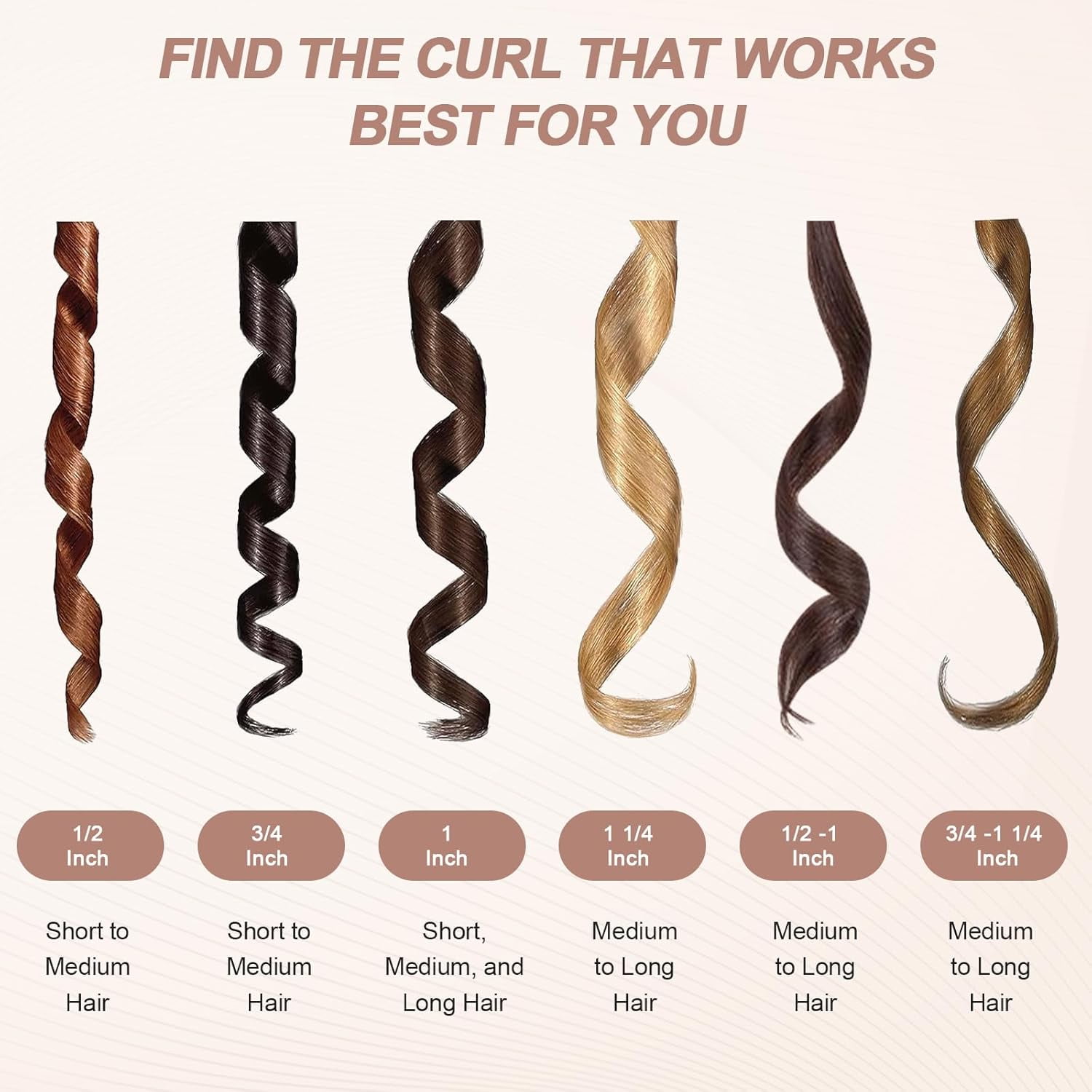 ToMe Professional Ceramic 1/2-1 inch Tapered Hair Curling Wand ,180℉-410℉ Fast Heating Dual Voltage Wand Curler for All Hair Type