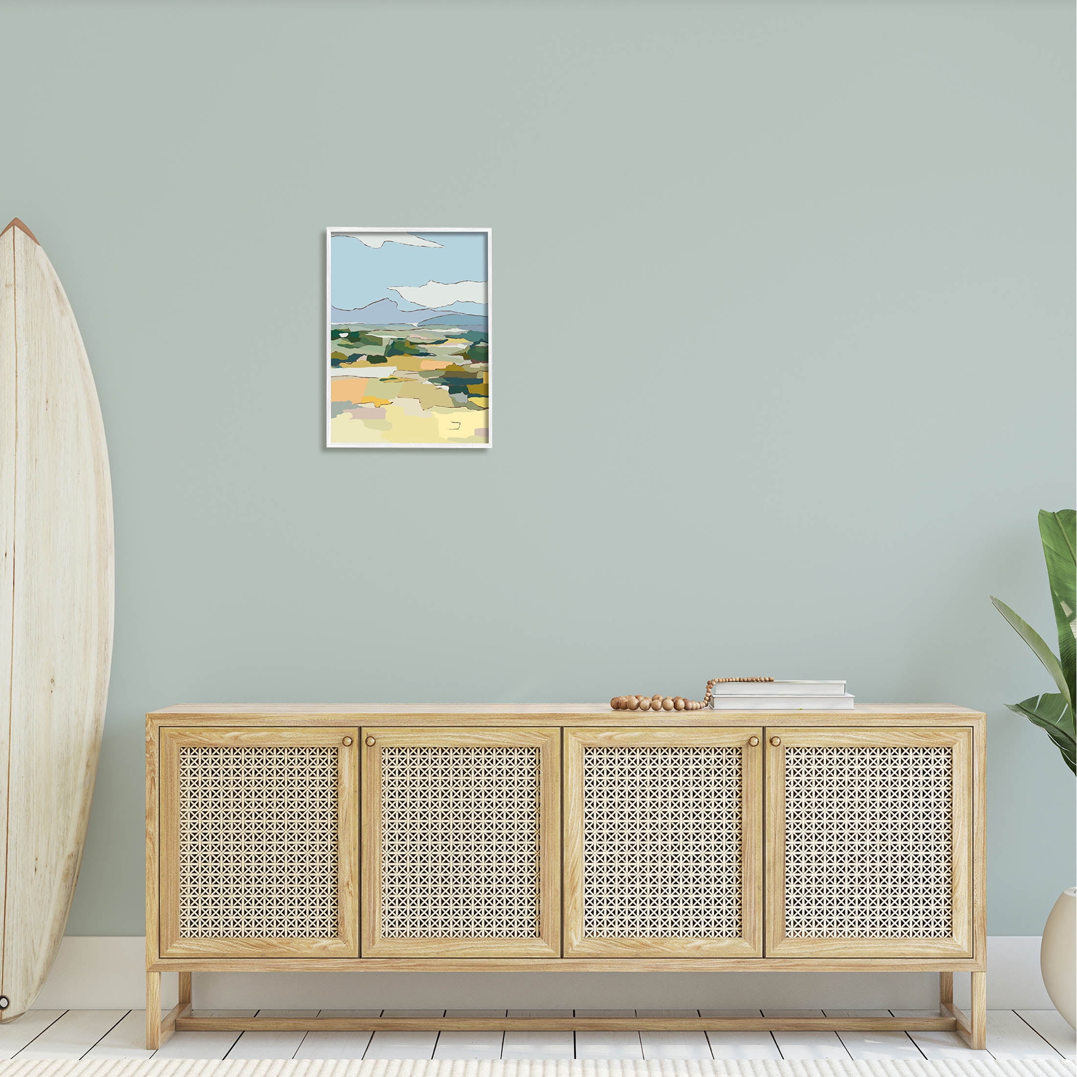 Stupell Industries Rural Pasture Abstract Field Graphic Art White Framed Art Print Wall Art, Design by Nikita Jariwala