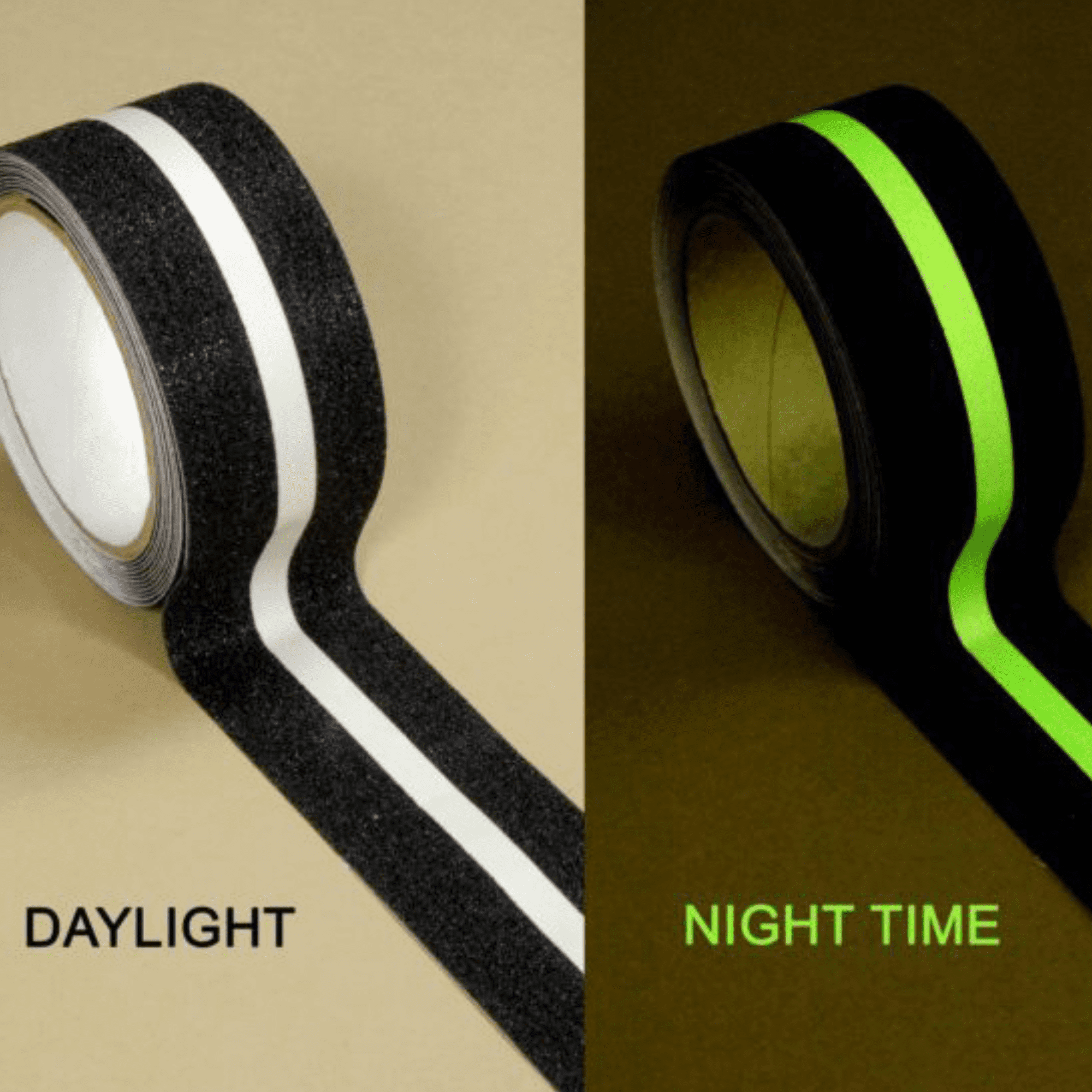 FindTape Anti-Slip Glow Line Safety Grip Tape: 2 in. x 60 ft. (Black with Photoluminescent Stripe)