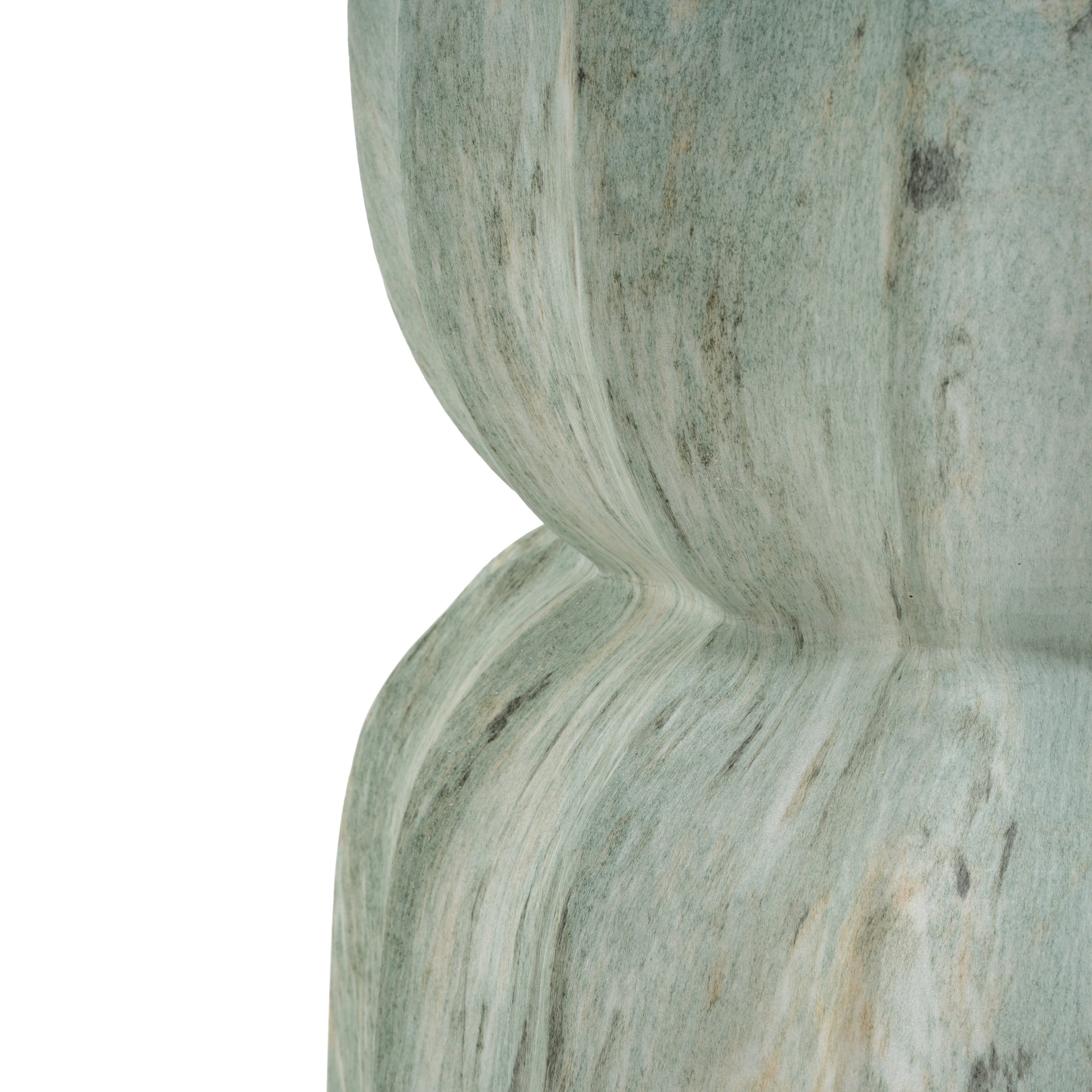 Christopher Knight Home 18.9" Lightweight Concrete Fluted Hourglass Accent Side Table, Green Marble