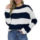thumbnail image 2 of HongQid Sweaters for Women Crewneck Striped Cute Color Block Fall Winter Knitted Pullover Tops, 2 of 8