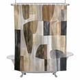 thumbnail image 2 of Abstract Color Block Shower Curtain for Bathroom Decor, Brown Beige Geometric Modern Art Waterproof Fabric Shower Curtain, 72"x96" Set with 12 Hooks, 2 of 9