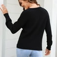 thumbnail image 3 of Odeerbi Winter Solid Color V Neck Sweaters For Women Fashion 2025 Casual Comfortable Pullover Sweater Long Sleeve Blouse Black, 3 of 5