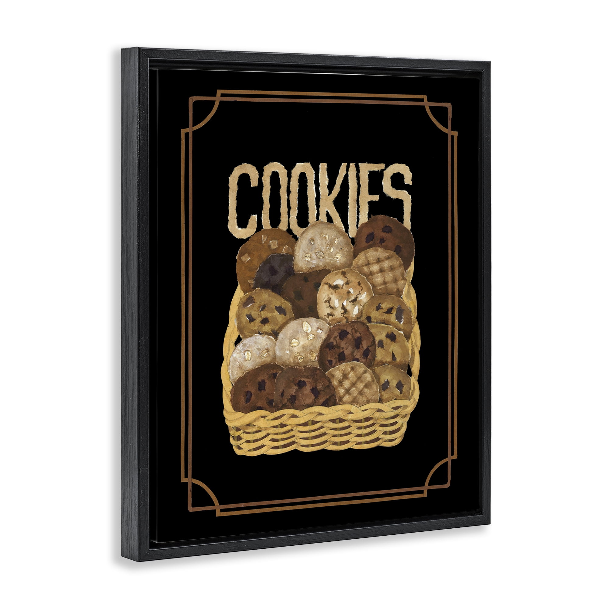 Stupell Industries Assorted Cookie Basket Food & Beverage Painting Black Floater Framed Art Print Wall Art, 17 x 21