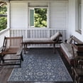 thumbnail image 2 of Couristan 5.25' x 7.5' Navy Blue and Ivory Floral Rectangular Outdoor Area Throw Rug, 2 of 6