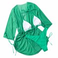 thumbnail image 6 of Women's Bikini Set Three Piece Lace Up High Waist Sexy Swimsuit with Removable Bra Pads No Underwire for Beach Vacation,Green,M, 6 of 9