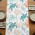 thumbnail image 5 of Table Runners 70 Inches Long Dress Scarves, Teal Red Coastal Farmhouse Coffee/Dining/Kitchen Table Decor, Holiday Table Runner, Beach Nautical Sea Turtle Coral Starfish 13x70 Inch, 5 of 9