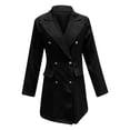 thumbnail image 2 of Women's Blazer Jackets Double Breasted Long Sleeve V Neck Lapel Bodycon Cardigans Business Casual Outerwear Coats, 2 of 4