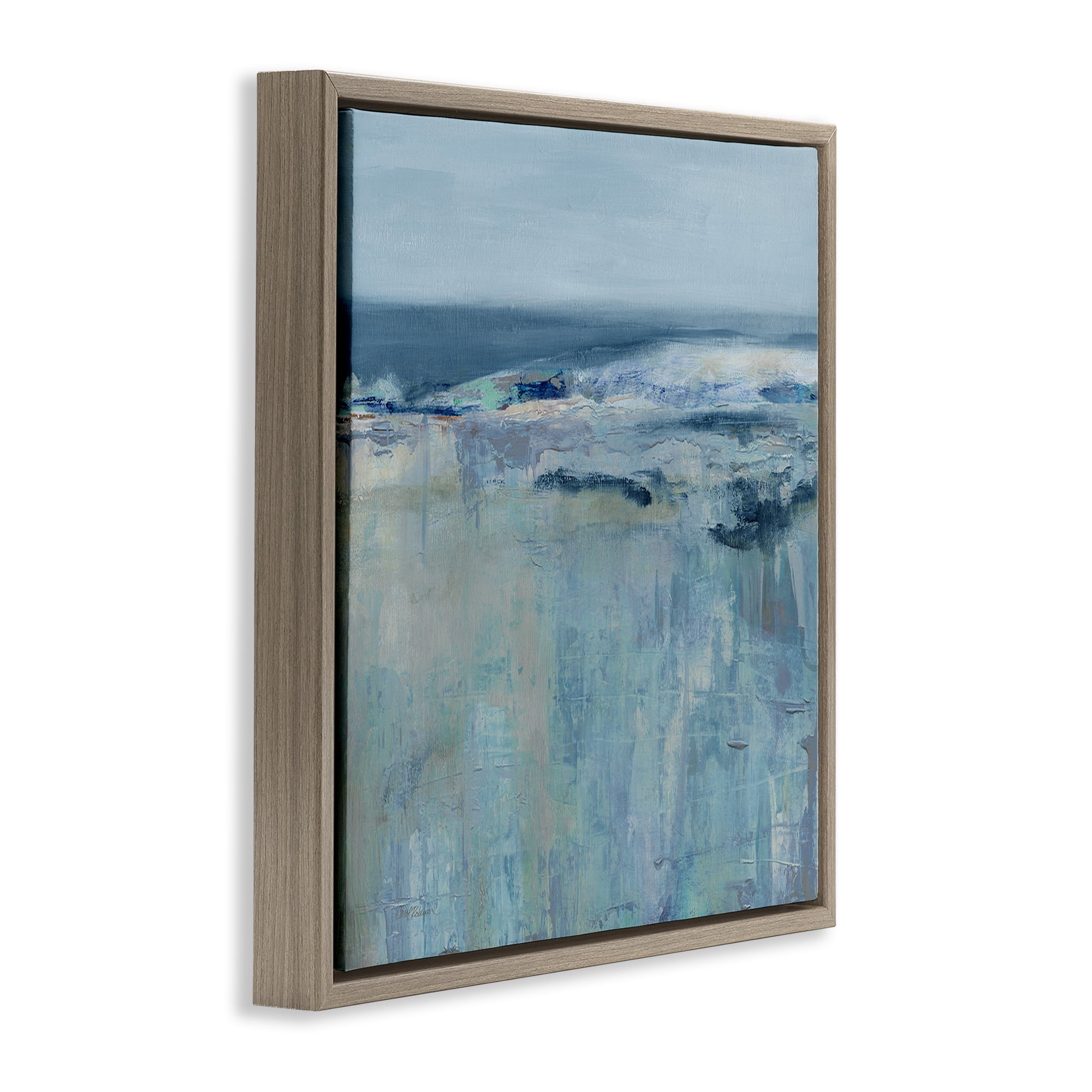 Stupell Industries Serene Abstract Pastel Seascape Brown Framed Floater Canvas Wall Art, design by Carol Robinson
