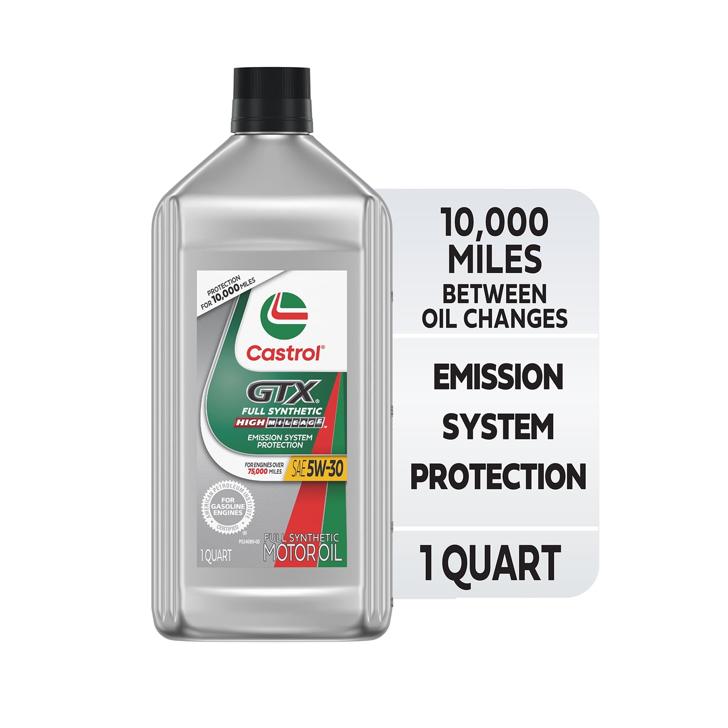 Castrol GTX Full Synthetic High Mileage 5W-30 Motor Oil, 1 Quart