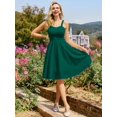 thumbnail image 3 of Vestido Belle Poque vintage sin mangas en forma de A Swing, verde oscuro, 3 of 7