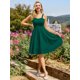 thumbnail image 3 of Vestido Belle Poque vintage sin mangas en forma de A Swing, verde oscuro, 3 of 7