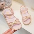 thumbnail image 2 of Xfvqtps Kids Girls Beach Sandals Bow Open Toe PVC Soft Sole Flats Hook and Loop Summer Shoes, 2 of 7