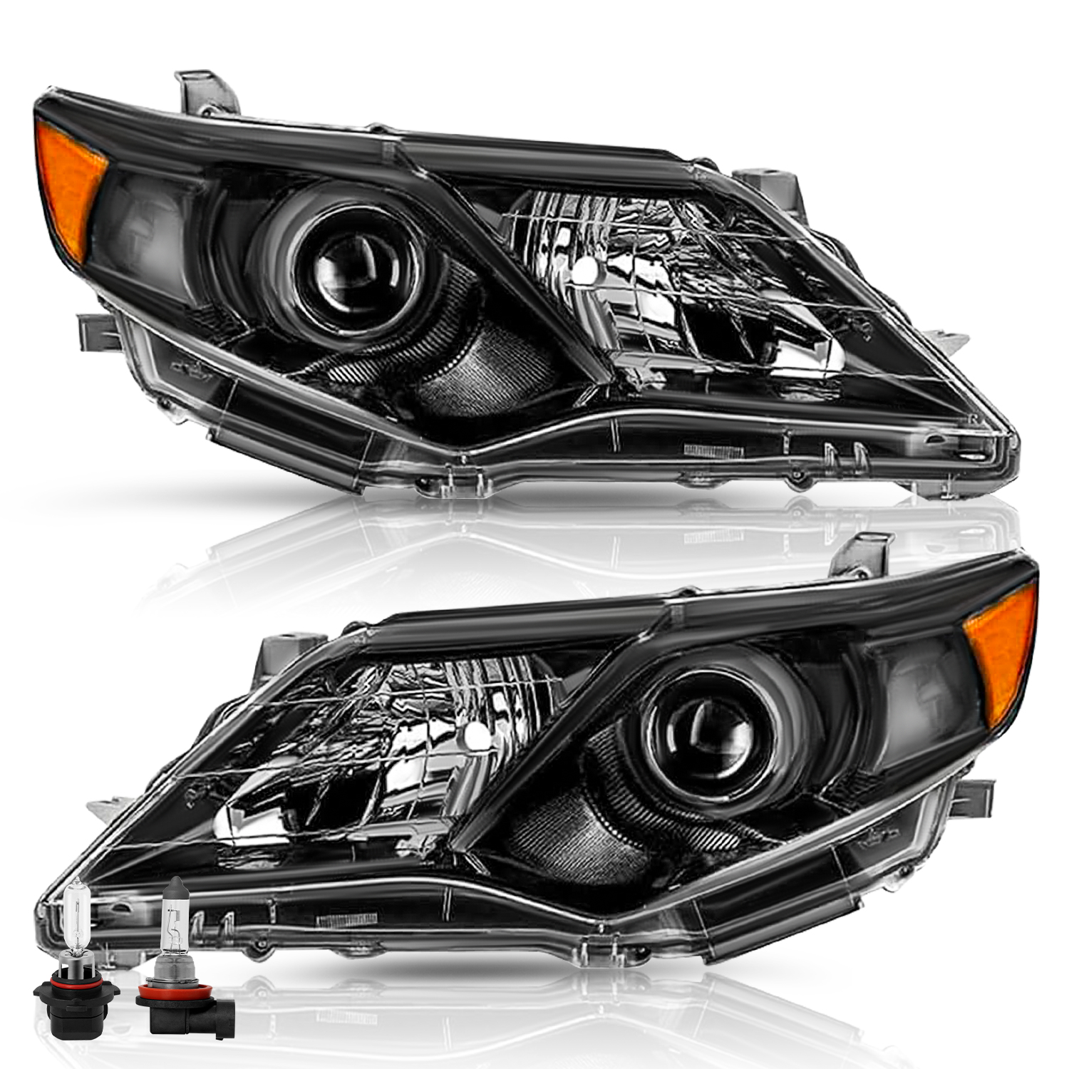 For 2012-2014 Toyota Camry Projector Chrome Headlights Assembly LH+RH Pairs