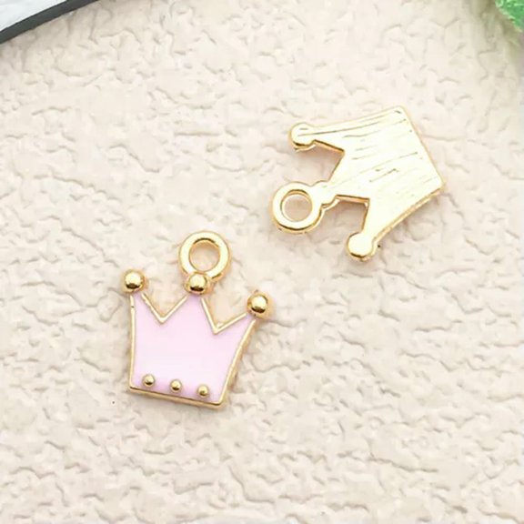 U8MO 10/20pcs Flower Cat Enamel Charms Pendants for Jewelry Making Earrings Bracelet-10pcs crown 11x12mm