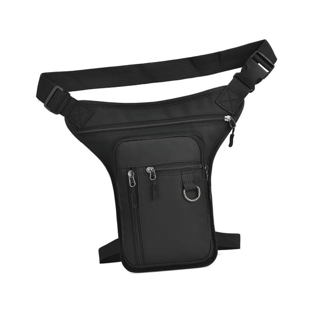 Riñonera para motocicleta, estilo moderno y desmontable, con pierna desmontable. Negro