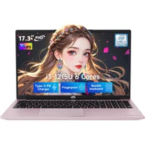 17.3" IPS FHD-Laptop, Intel 6 Cores I3-1215U 8GB RAM 256GB SSD (Beat R5 7520U, Up to 4.4GHz) Student-Computer with 65W Type C Backlit Keyboard Fingerprint, for Home and Business