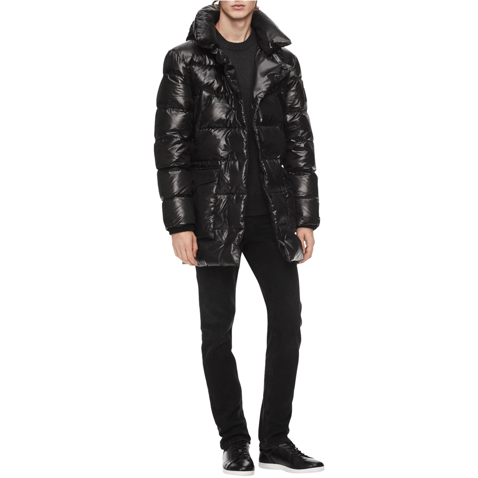 Calvin Klein Mens Oversized Puffer Jacket, Black, X-Small 