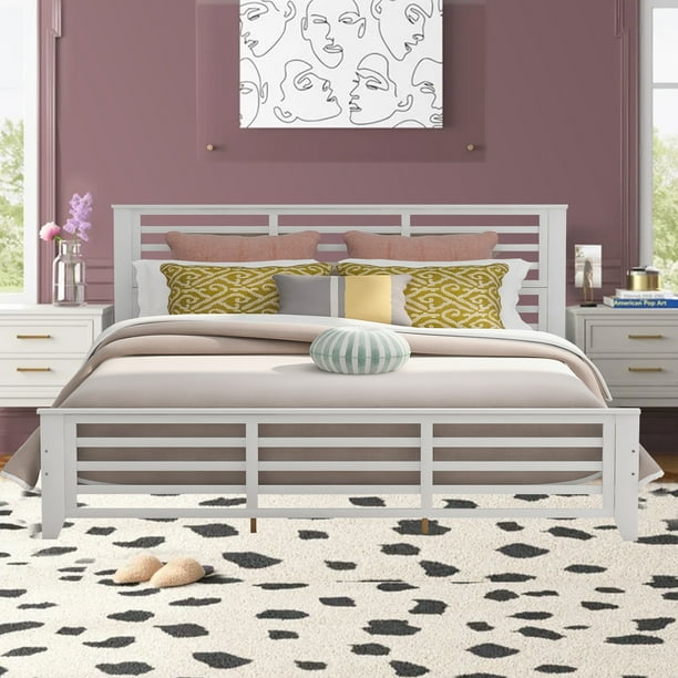 Sesslife King Bed Frames with Headboard and Footboard, King Size