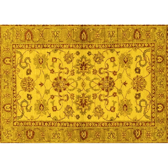 Ahgly Company Indoor Rectangle Abstract Yellow Modern Area Rugs, 8' x 10'