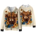 thumbnail image 4 of Uorisanigo Boys & Girls Zip Up Hoodies Sweatshirt - Lightweight Long Sleeve Hooded Sweatshirts Coat - Fashion Fall Winter Sunflower Highland Cow Jacket Sweatshirts, 4 of 7